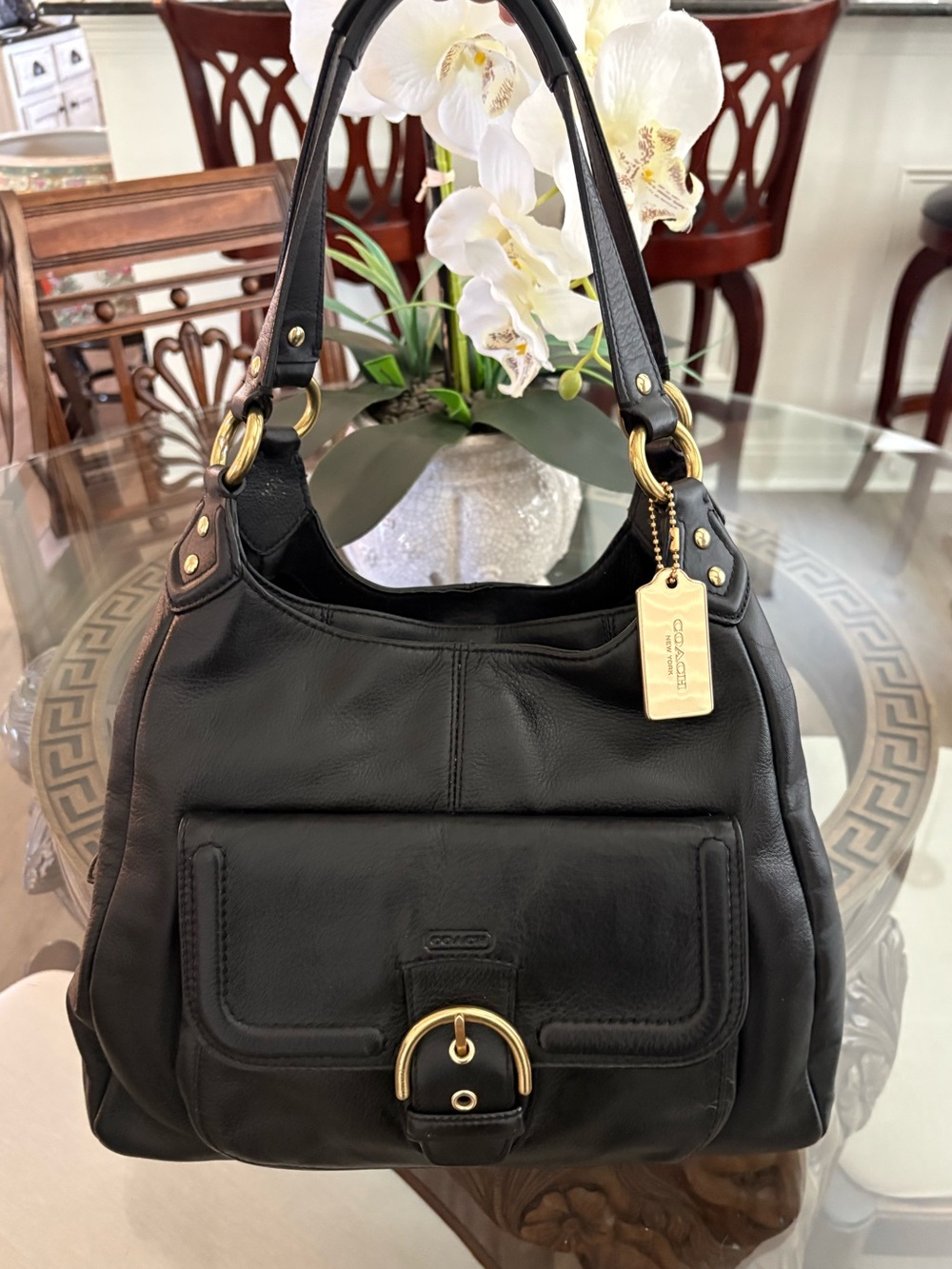 🖤🖤COACH CAMPBELL SOHO BLACK LEATHER SHOULDER BAG!🖤🖤